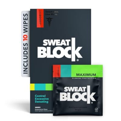 Sweat Block Max Clinical Antiperspirant Wipes For Excessive Sweating ,10 Wipes