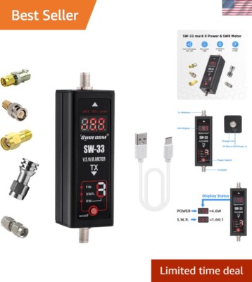 SW-33 Mark II Handheld VHF/UHF Power Meter: 100W, 125-525 MHz, User-Friendly
