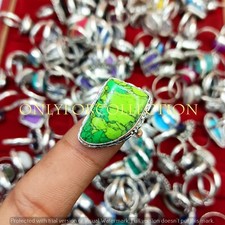 Green Turquoise Gemstone 925 Sterling Silver Plated Wholesale Lot Ring jewelry