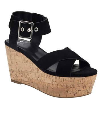 Marc Fisher LTD Cacie Black Suede Platform Sandal Size NIB