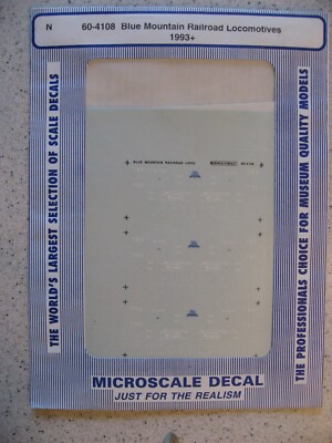 Microscale Decal N 60-4108 Blue Mountain Railroad Locomotives 1993+