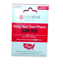 Pageplus Cellular Sim Card Standard & Micro For Verizon Phones