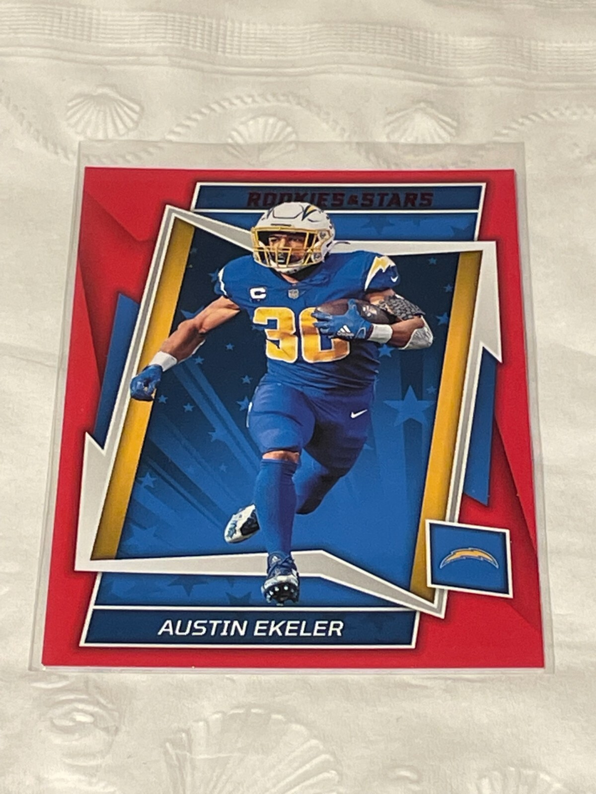 2022 PANINI ROOKIES AND STARS #51 AUSTIN EKELER RED PARALLEL LA CHARGERS