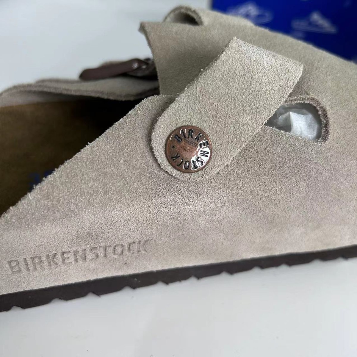 BIRKENSTOCK Boston BS トープ37 Birkenstock Boston Taupe Soft Footbed Suede Leather Narrow