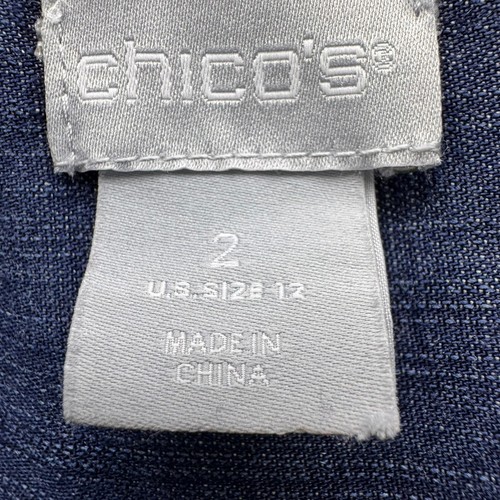Chico's Denim Dress Tunic Button Front 3/4 Sleeve Pockets Blue Size 2 Casual - Picture 5 of 13