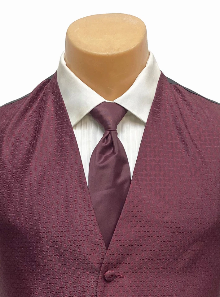 Men's After Six Burgundy Wine Red Tuxedo Vest with Tie Free Shipping Size Medium - Image 2 of 4