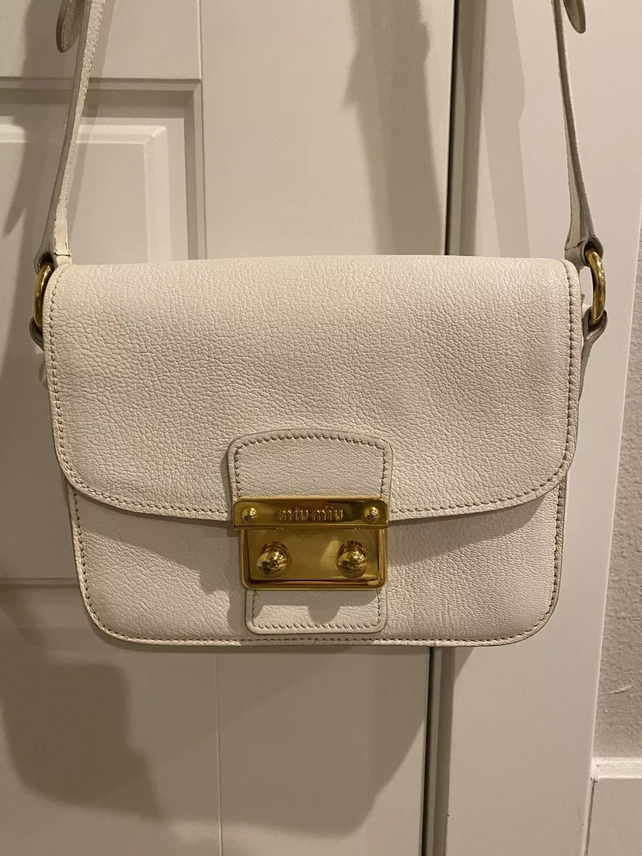 Miu Miu Madras Bicolore Gold & White Cross-Body Bag