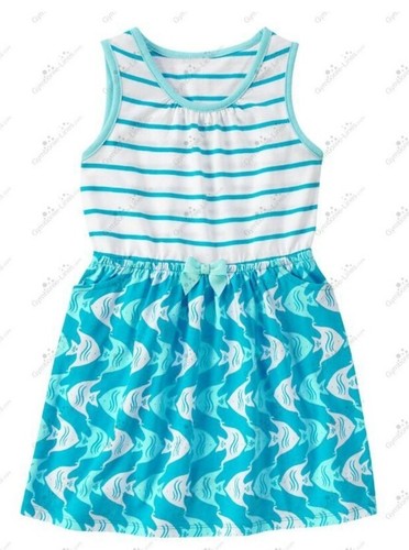 Gymboree Girls 12 "Hop n Roll" Blue Angelfish Fish Striped Dress Sundress NWT - Picture 4 of 4