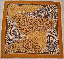 AUSTRIA SCIARPA QUADRATA 35" VINTAGE AUTENTICA STRIESSNIG ANIMAL ART SETA GIALLA