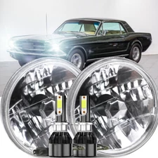 7" Inch Round LED Headlight Hi-Lo Sealed Beam Chrome Fit Jeep Cj-5 1955-1986