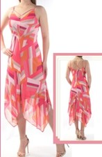 100% AUTHENTIC NWT CALVIN KLEIN ASYMMETRICAL HEM CHIFFON  DRESS  SIZE 4