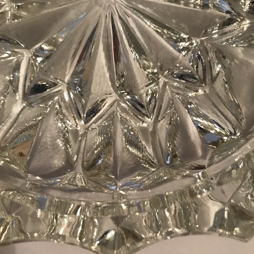 Italian Clear Crystal Glass Ashtray Arrowhead Triangle Blown Glass Signed Italy - Picture 10 of 12
