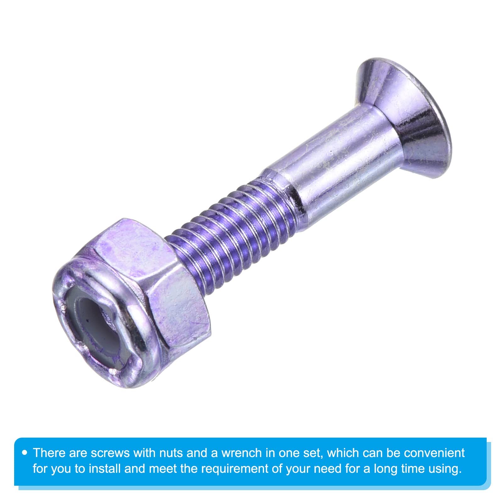 Skateboard Hardware Kit 1" Mounting Screws Hex Head Bolts Nuts Set with Spann...
