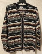 Croft  Barrow Womens Cardigan Sweater Metal Clasps Size Large Warm Cozy Gma
