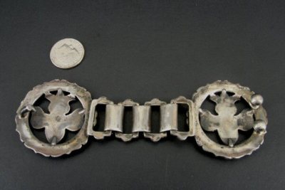 Old Vintage Fleur De Lis Design Victorian 900 Silver Belt  display picture 1