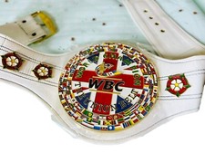 WBC UNION CHAMPION TITLE BELT/WBC BELT WITH BRASS PLATES 3D/WBC WHITE STRAP BELT