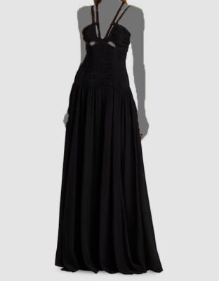 $1095 Ulla Johnson Women's Black Silk Anya Cutout Gown Dress Size 12