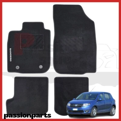 LABORATORIO PASSION PARTS TAPPETI DACIA SANDERO DAL 2012 IN MOQUETTE CON RICAMO E 2 FISSAGGI SET 4PZ