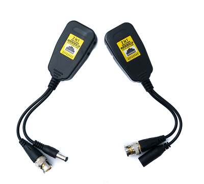 2x CCTV Kabel 10 cm RJ45 Buchse zu BNC DC Video Strom Adapter in Schwarz