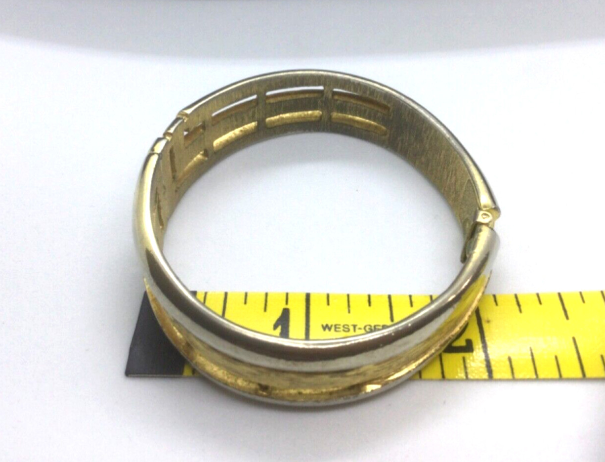 Trifari Bracelet Hinged Abstract Design Brushed and Polished Crown Mark Vintage