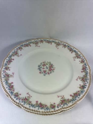 Theodore Haviland LImoges 8 7/8” Plate Set of 3 Gold Blue Pink Flowers EUC - Picture 8 of 12