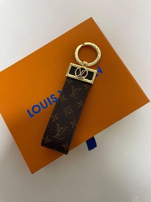 Louis Vuitton LV Brown Gold Monogram Dragonne Key Holder Leather