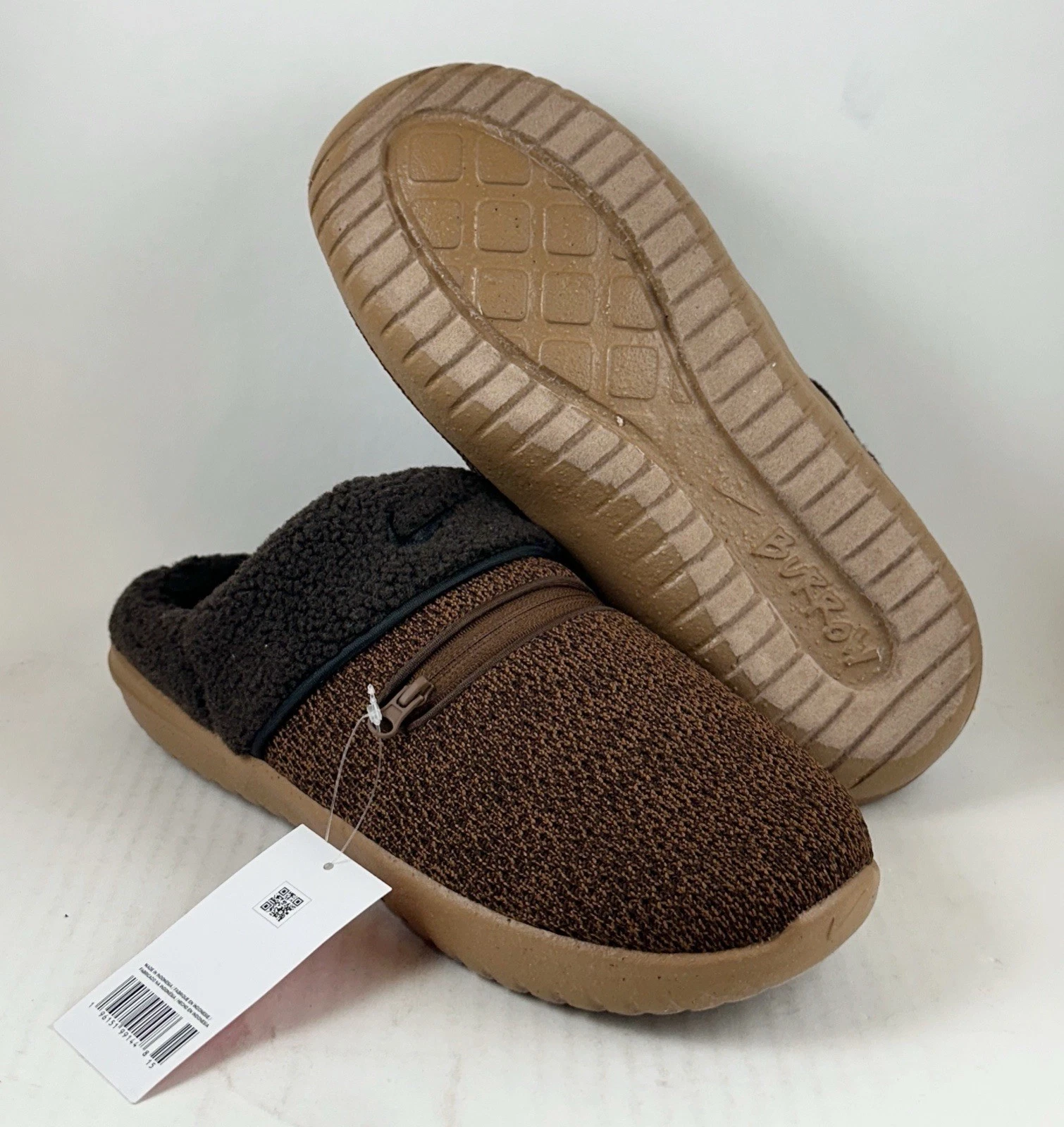Nike Burrow SE NA Slippers Zip Pocket Cocoa Brown DR8886-200 Men’s Size 8-13