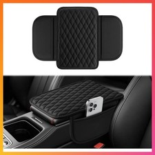 Car Center Console Cover, Upgraded Leather Car Armrest Cushion with 2 Storage Po