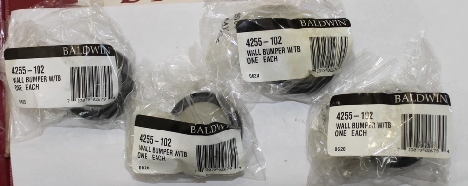 LOTE de 4 parachoques de pared Baldwin con perno de palanca tope de puerta 4255-102 bronce frotado con aceite Foto 3 de 4