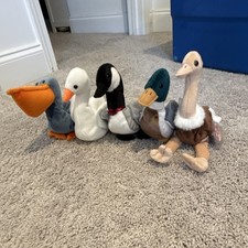 Ty Beanie Babies Retired Bird Plush Lot Pelican Swan Goose Duck Ostrich Age 3+