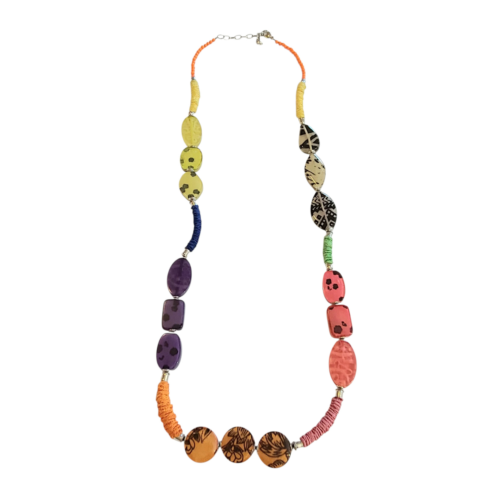 Funky Bright Multicolor Pattern Acrylic Bead 90s … - image 5