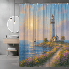 Beautiful Lighthouse Shower Curtain - Coastal Home Decor