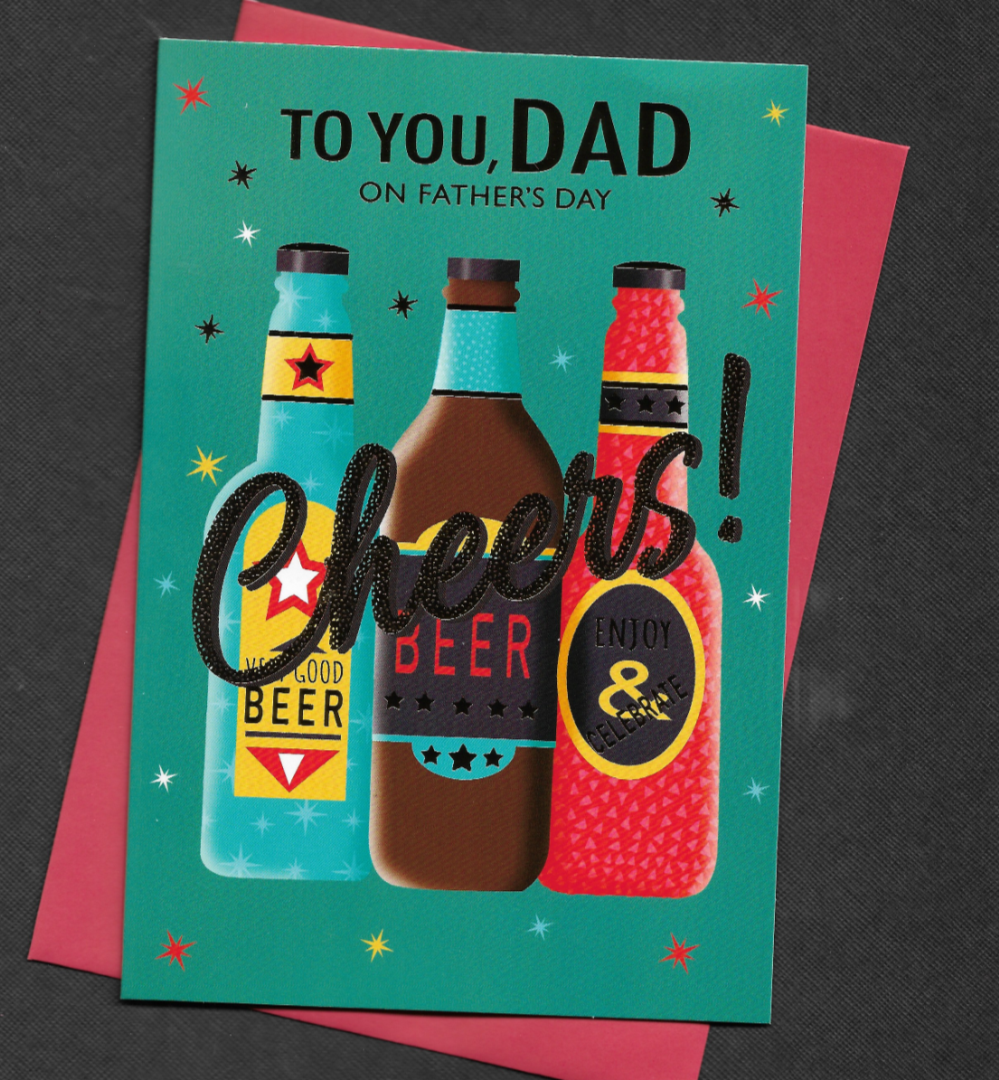 Dad Father's Day Card Beer Bottles Cheers Fathers 19x13cm