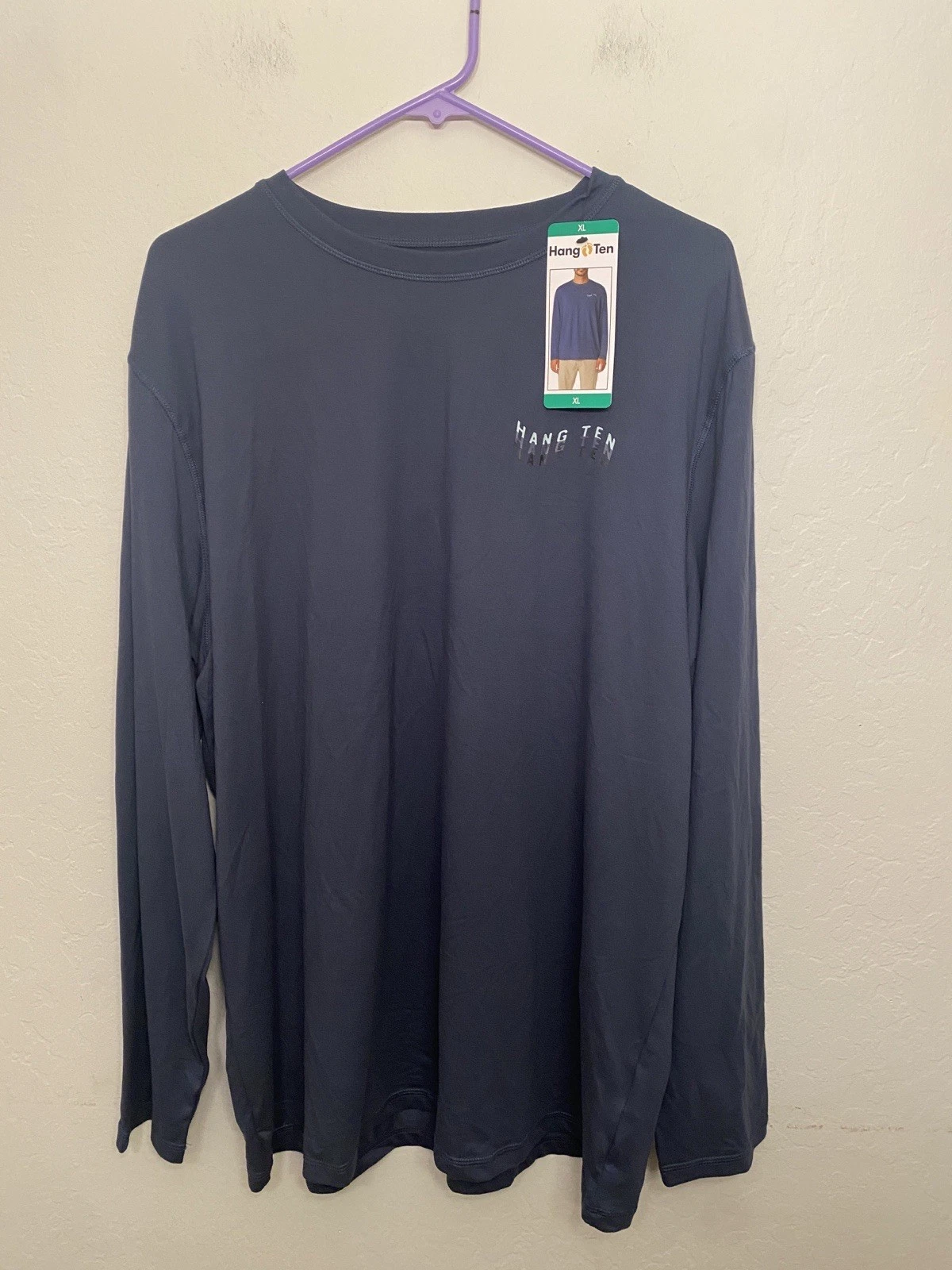 Hang Ten Men Long Sleeve Sun Tee UPF 50+ Quick-dry fabric, Lightweight Dark Blue