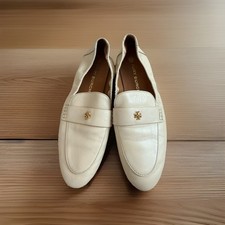 Tory Burch Beige Leather Slip-On Loafer Flats...