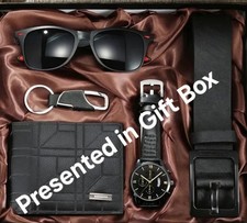 Men's Watch Gift Set Luxury Watch Belt Sunglasses Key Ring Wallet Box Gift Ideas
