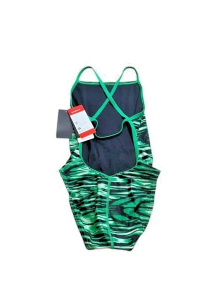 Купальник соревновательный женский Speedo Wave настенный с перекрестной спинкой зеленый размер 30 - дайвинг - Изображение 3 из 4