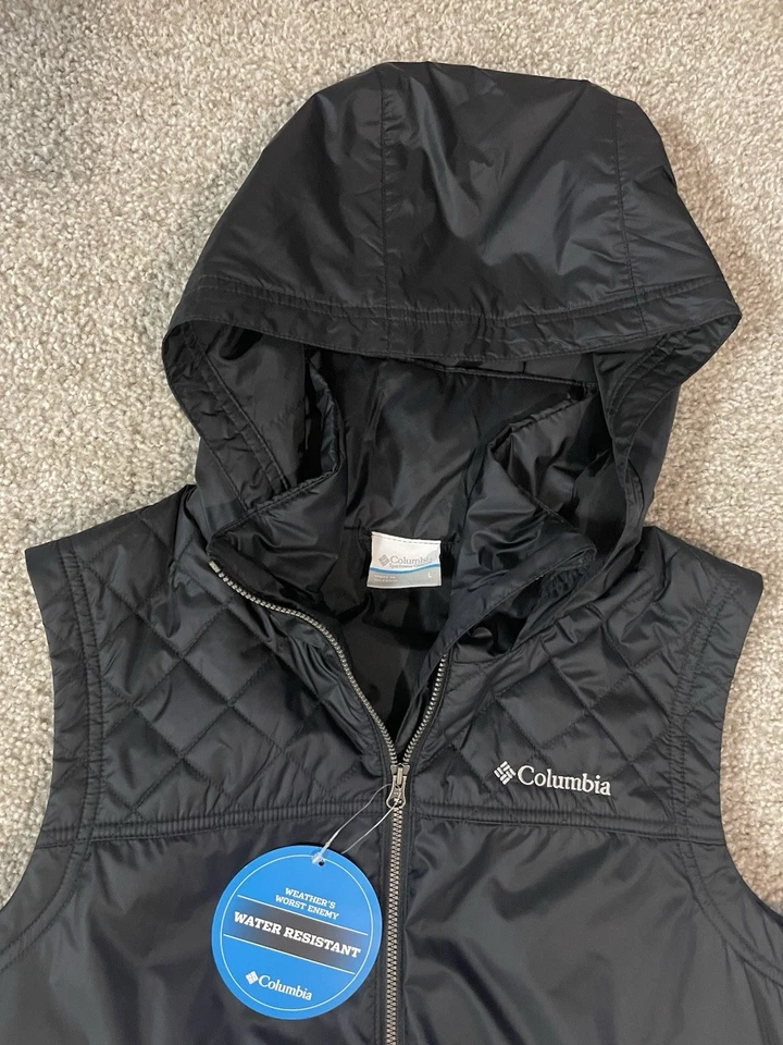 Nuevo chaleco con capucha para mujer Columbia Cedar Express II cremallera completa negro talla: grande Foto 2 de 4