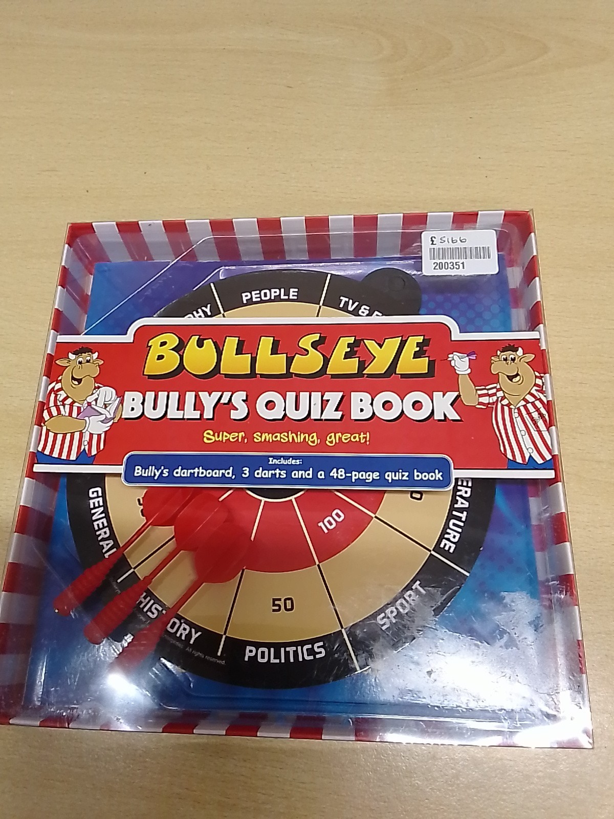 BULLSEYE:  Bully's Quiz Book With Magnetic Dart Board & Quiz Book