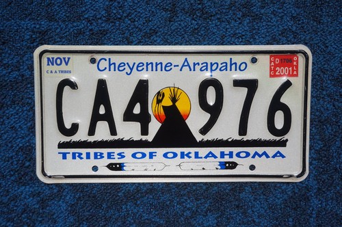 2001 CHEYENNE ARAPAHO License Plate - Native American Tribal Indian - Oklahoma