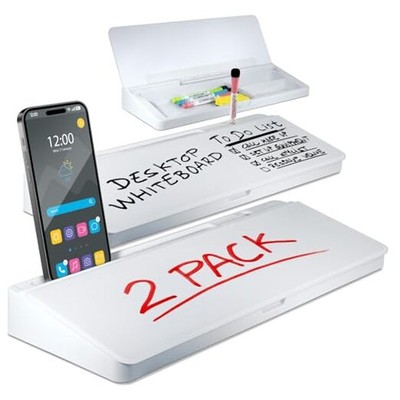 Desktopboard - Glass Dry Erase Board - Desk Computer Buddy   Pack of 2 White