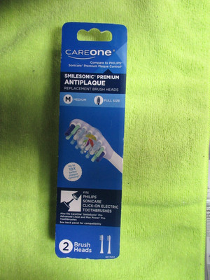 Brand New 2 Pack CAREONE  Smilesonic Premium Antiplaque Replacement Brush Heads