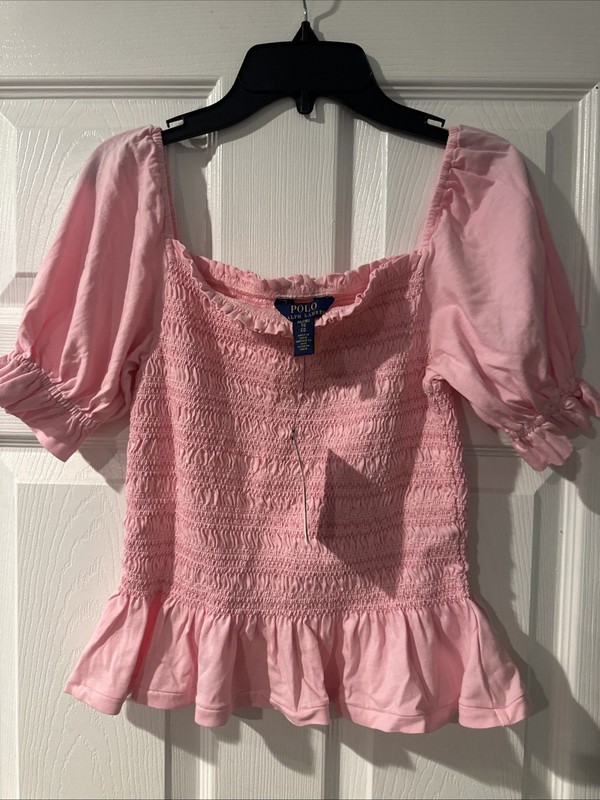 Polo Ralph Lauren Girls Size XL 16 NWT! Nantucket Pink Peplum Blouse!