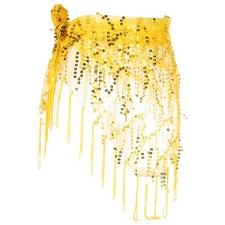 Belly Dance Hip Scarf Sequin Triangle Wrap Skirts Yellow