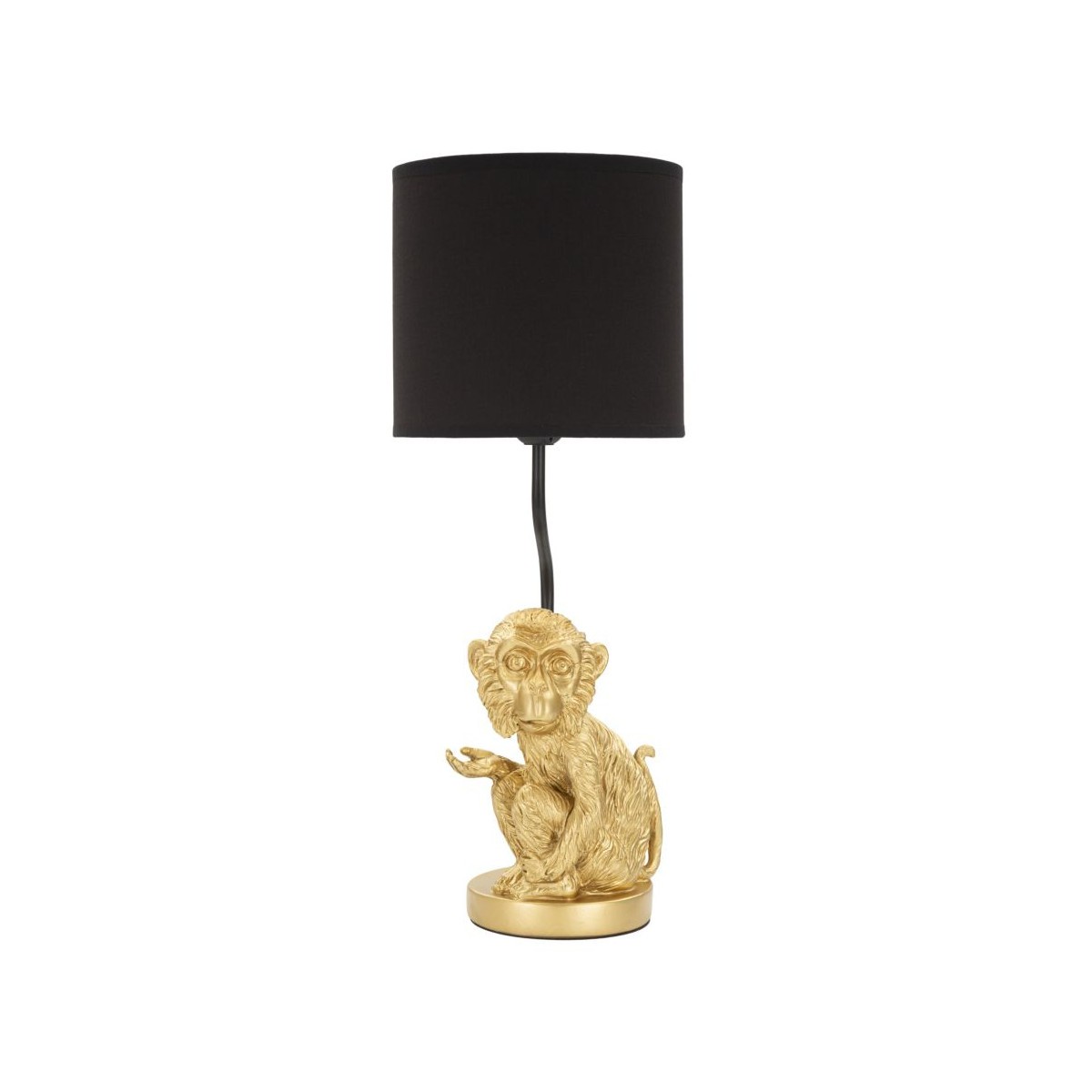 Lampe à poser singe en résine noire et dorée de 51cm pour salon moderne