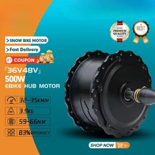36V 48V 500W Snow E-Bike Fat Tire Brushless Gear Front Rear Wheel Hub Motor