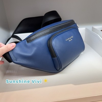 Buy NWT COACH Racer Small Belt Bag Silver Deep blue CBI47 Smooth