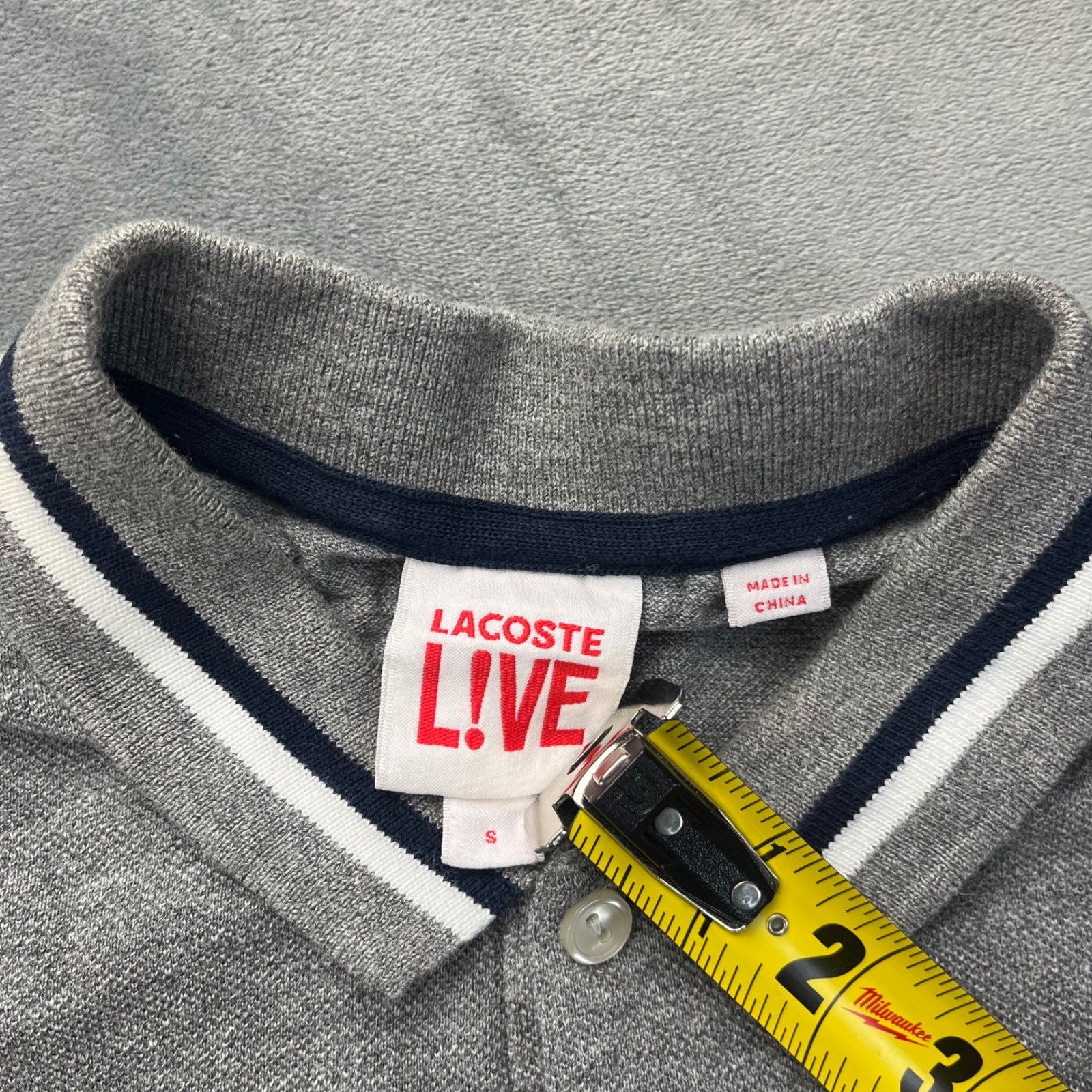 Lacoste LIVE Mens Gray Short Sleeve Oversized Logo Polo Shirt Size Small thumbnail 3