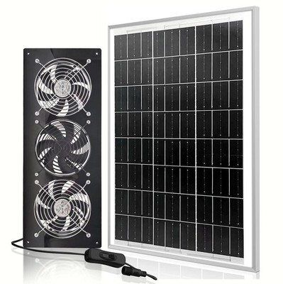 HNRLOY Solar Exhaust Fan,25W Solar Panel with 3PCS Ventilation Fans Kit,Solar...
