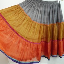 Monsoon Vintage Midi Skirt Tiered Multicolor Sheer Boho Festival Fairy M Hippy